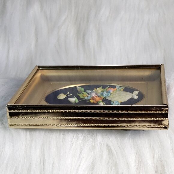 MCM Seashell Art Floral Bouquet Shadowbox Gold Frame - Picture 8 of 11